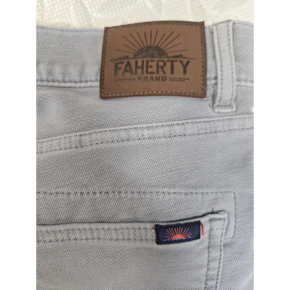Faherty Brand Mens 5-Pocket Terry Pants Grey Straight Leg Stretch Size 31 x 30.5